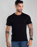 Camiseta Masculina Básica Com Elastano Respirável – Cor Preto