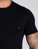 Camiseta Masculina Básica Com Elastano Respirável – Cor Preto
