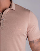 Camiseta Polo Masculina Slim Fit em Malha Premium com Elastano – Cor Bege