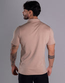 Camiseta Polo Masculina Slim Fit em Malha Premium com Elastano – Cor Bege