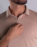 Camiseta Polo Masculina Slim Fit em Malha Premium com Elastano – Cor Bege